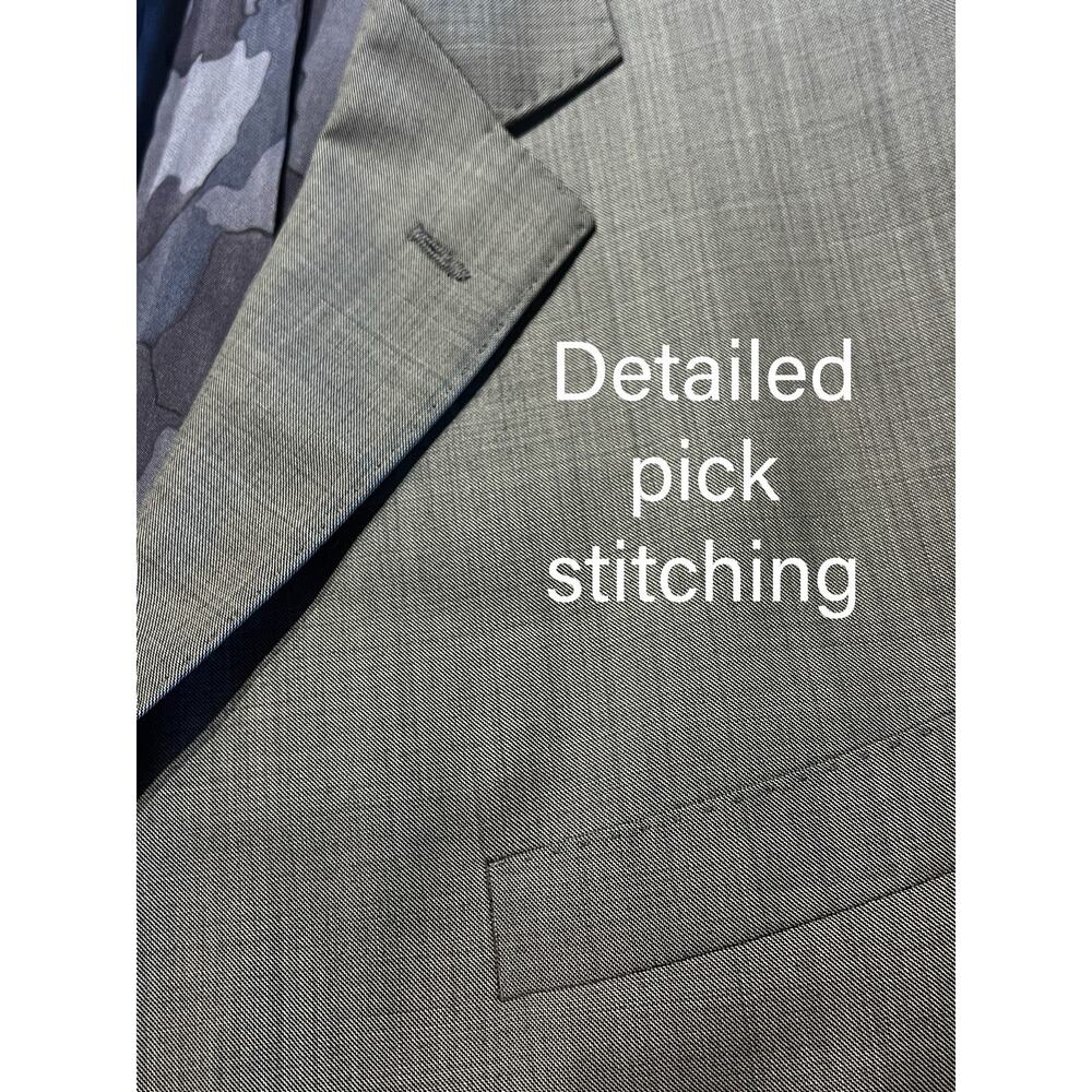 J Hilburn Custom 48-49S Gray Blue Undertones Finely Woven Blazer Short Arms - Picture 8 of 16